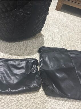 Oliver Thomas Black Quilted Tote with Two Black Zip Pouches